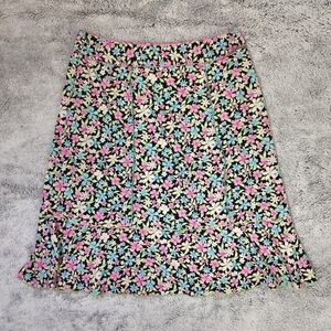 Vintage 90s Knee Length Floral Hibiscus Tropical Skirt Sag Harbor Sz 10